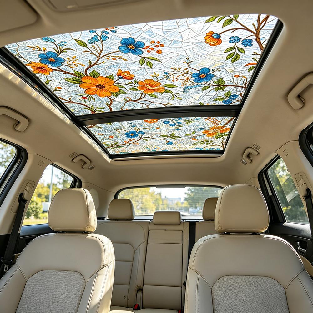 Floral Stained Glass Car Sunro - Privacy Screen Protector ulasan dan harga